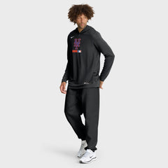 New York Mets Authentic Collection Dri-FIT Long Sleeve Hooded T-Shirt Black | Nike
