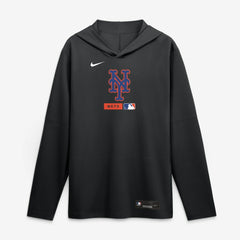 New York Mets Authentic Collection Dri-FIT Long Sleeve Hooded T-Shirt Black | Nike