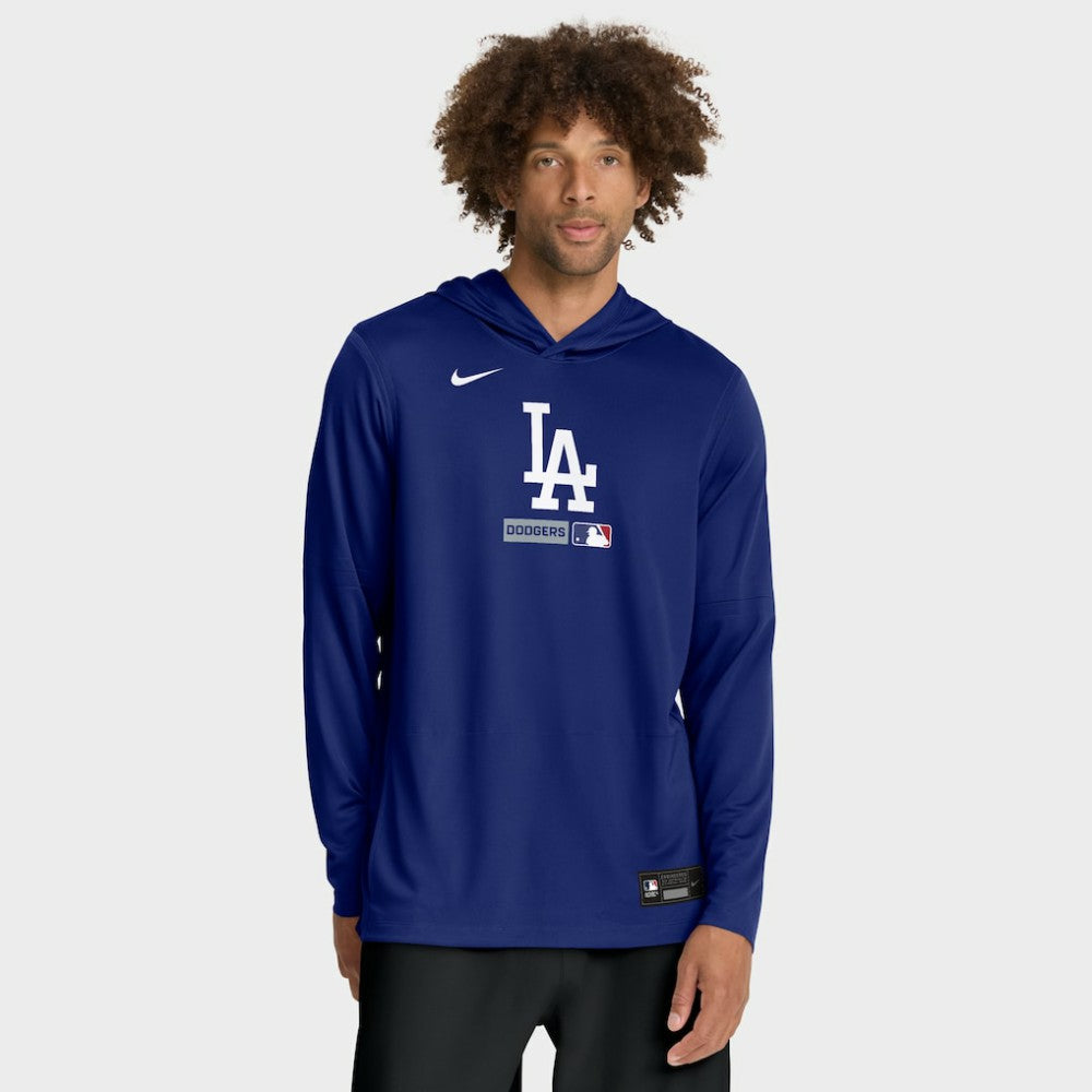 Los Angeles Dodgers Authentic Collection Dri-FIT Long Sleeve Hooded T-Shirt Royal | Nike