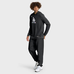 Los Angeles Dodgers Authentic Collection Dri-FIT Long Sleeve Hooded T-Shirt Black | Nike