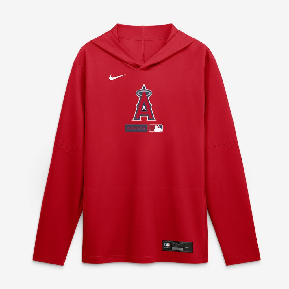 Los Angeles Angels Authentic Collection Dri-FIT Long Sleeve Hooded T-Shirt Red | Nike
