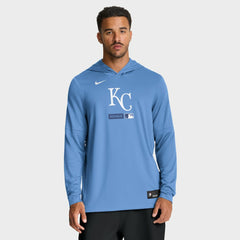 Kansas City Royals Authentic Collection Dri-FIT Long Sleeve Hooded T-Shirt Light Blue | Nike