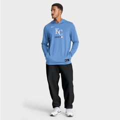Kansas City Royals Authentic Collection Dri-FIT Long Sleeve Hooded T-Shirt Light Blue | Nike