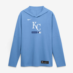 Kansas City Royals Authentic Collection Dri-FIT Long Sleeve Hooded T-Shirt Light Blue | Nike