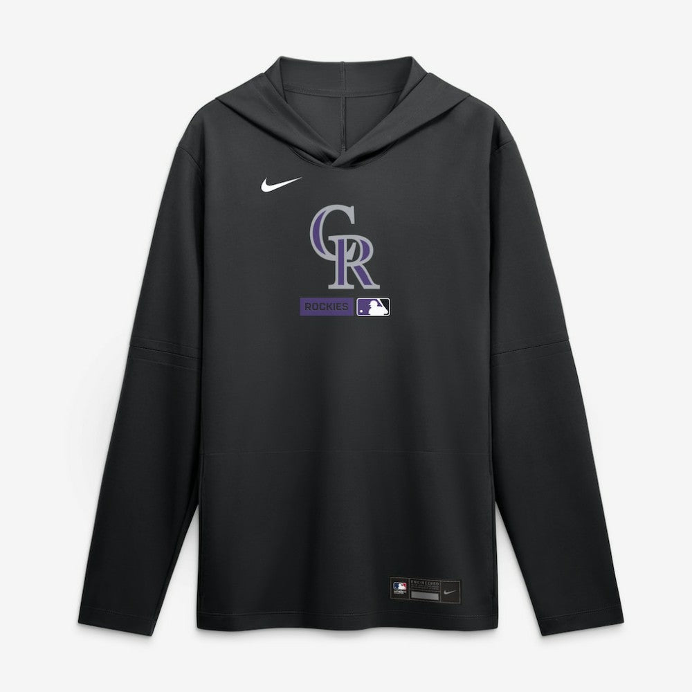 Colorado Rockies Authentic Collection Dri-FIT Long Sleeve Hooded T-Shirt Black | Nike