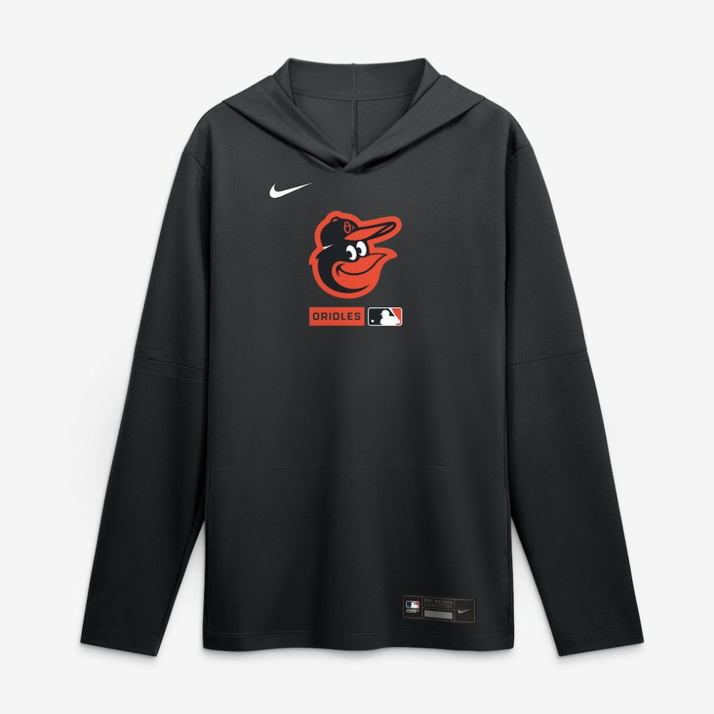 Baltimore Orioles Authentic Collection Dri-FIT Long Sleeve Hooded T-Shirt Black | Nike