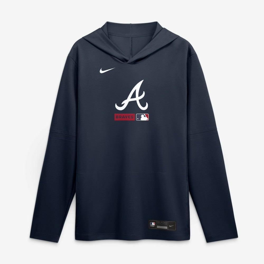 Atlanta Braves Authentic Collection Dri-FIT Long Sleeve Hooded T-Shirt Navy | Nike