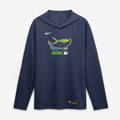 Tampa Bay Rays Authentic Collection Dri-FIT Long Sleeve Hooded T-Shirt Navy | Nike