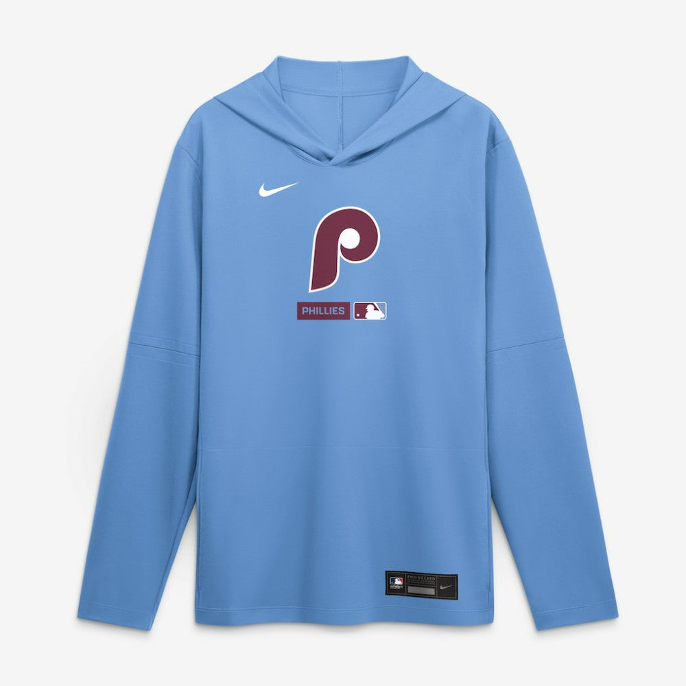 Philadelphia Phillies Authentic Collection Dri-FIT Long Sleeve Hooded T-Shirt Light Blue | Nike