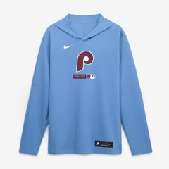 Philadelphia Phillies Authentic Collection Dri-FIT Long Sleeve Hooded T-Shirt Light Blue | Nike