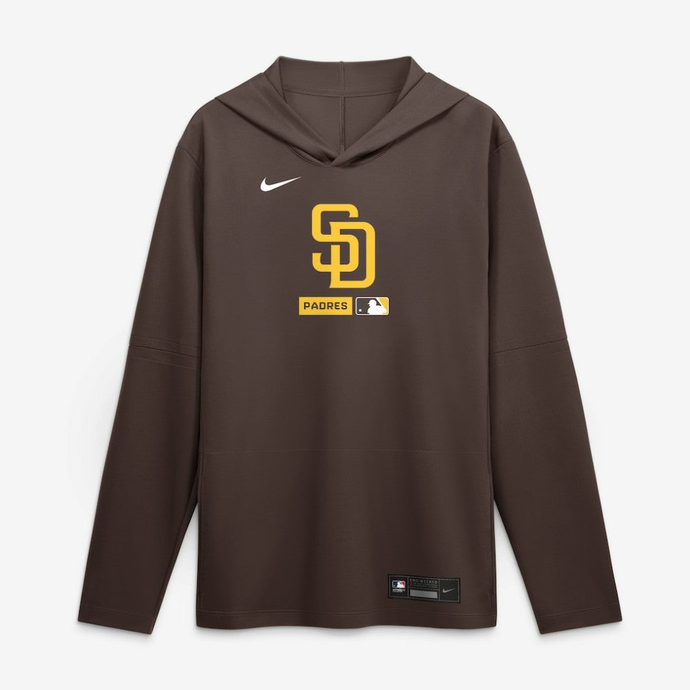 San Diego Padres Authentic Collection Dri-FIT Long Sleeve Hooded T-Shirt Brown | Nike