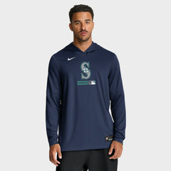 Seattle Mariners Authentic Collection Dri-FIT Long Sleeve Hooded T-Shirt Navy | Nike