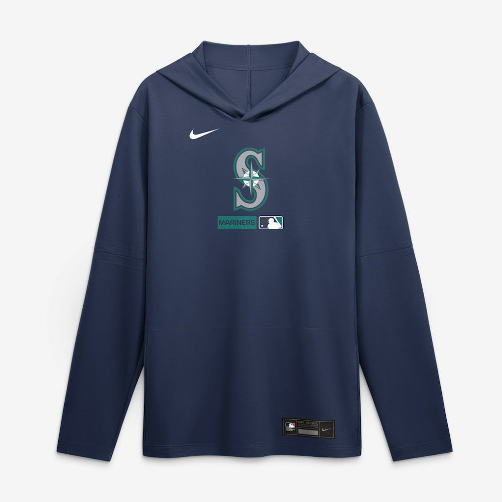 Seattle Mariners Authentic Collection Dri-FIT Long Sleeve Hooded T-Shirt Navy | Nike