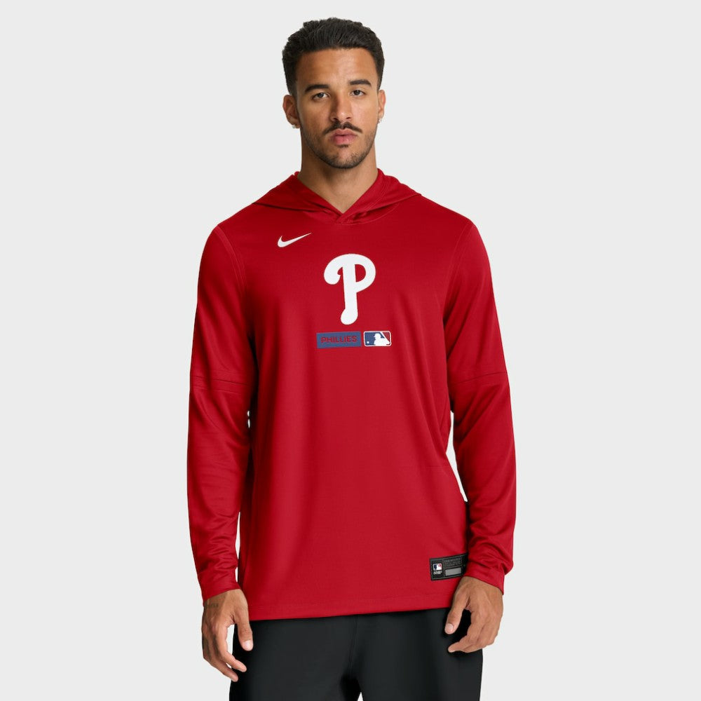 Philadelphia Phillies Authentic Collection Dri-FIT Long Sleeve Hooded T-Shirt Red | Nike