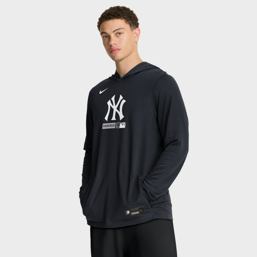 New York Yankees Authentic Collection Dri-FIT Long Sleeve Hooded T-Shirt Navy | Nike