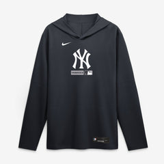 New York Yankees Authentic Collection Dri-FIT Long Sleeve Hooded T-Shirt Navy | Nike