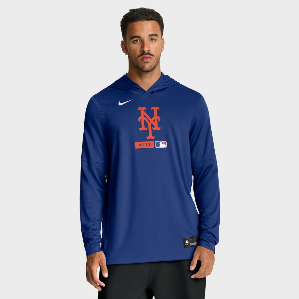 New York Mets Authentic Collection Dri-FIT Long Sleeve Hooded T-Shirt Royal | Nike