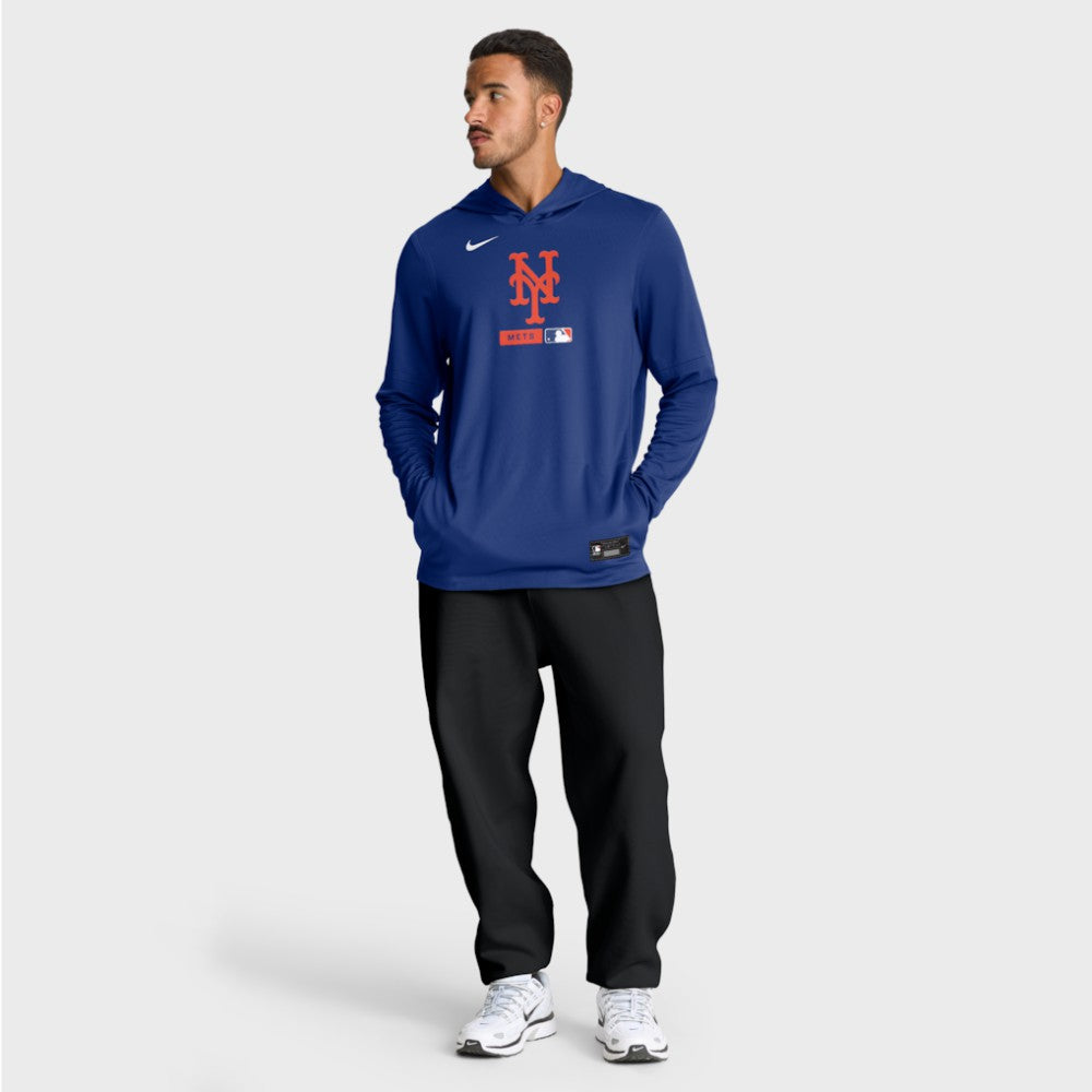 New York Mets Authentic Collection Dri-FIT Long Sleeve Hooded T-Shirt Royal | Nike