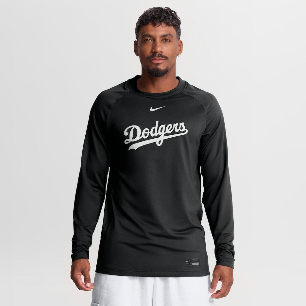 Los Angeles Dodgers Authentic Collection Game Time Raglan Long Sleeve T-Shirt Black | Nike