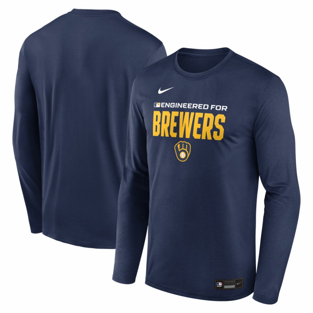 Milwaukee Brewers Authentic Collection Legend Dri-FIT Long Sleeve T-Shirt Navy | Nike