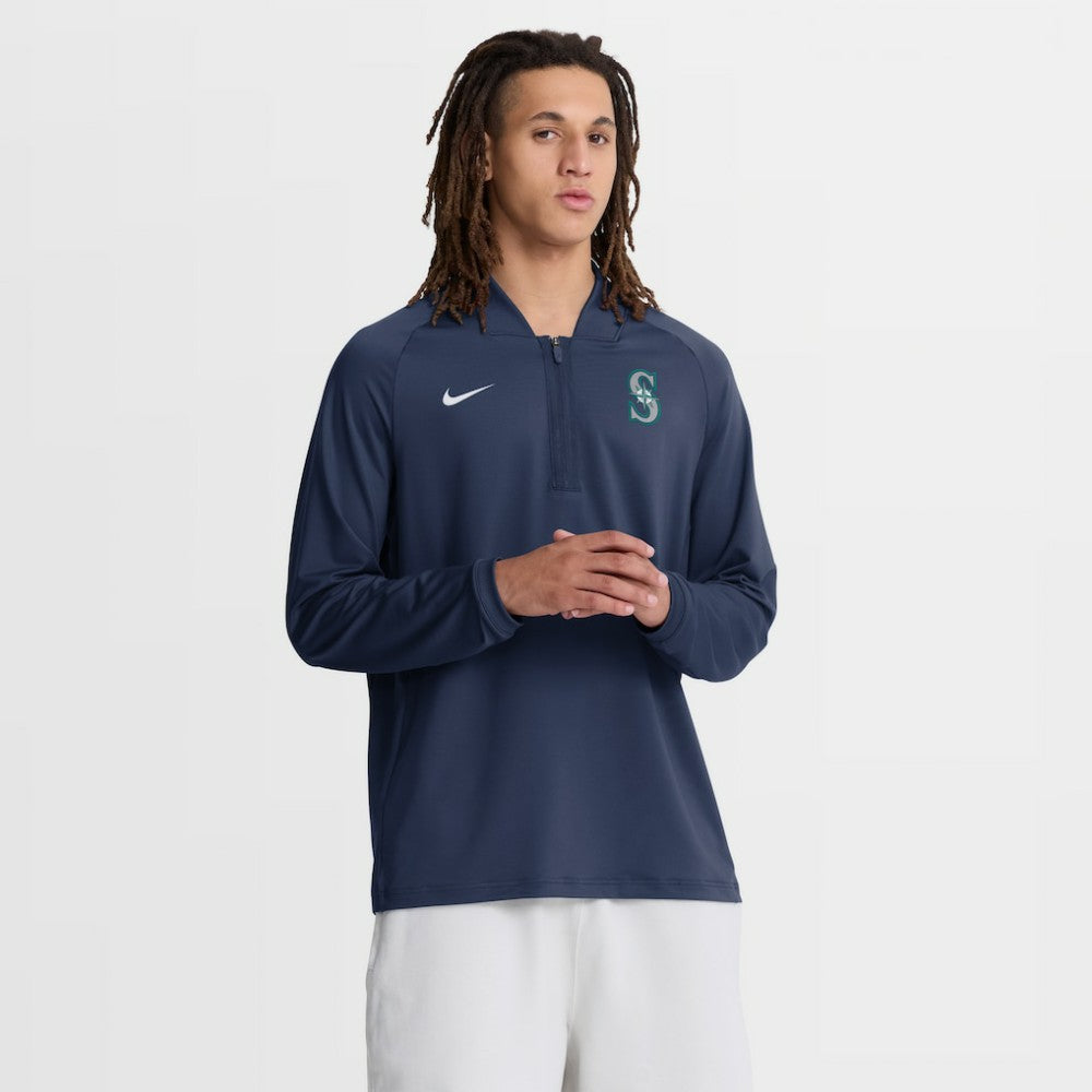 Seattle Mariners Authentic Collection Dri-FIT Raglan Half-Zip Pullover Navy | Nike