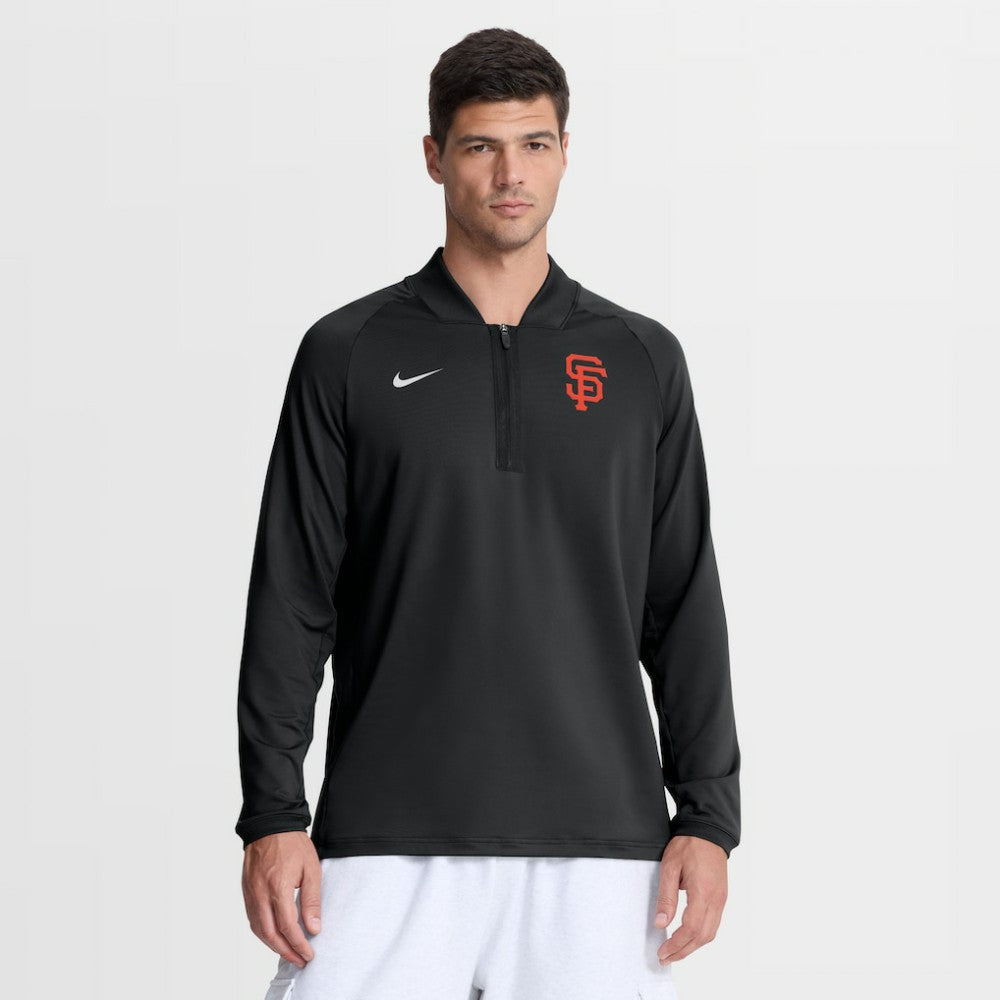 San Francisco Giants Authentic Collection Dri-FIT Raglan Half-Zip Pullover Black | Nike