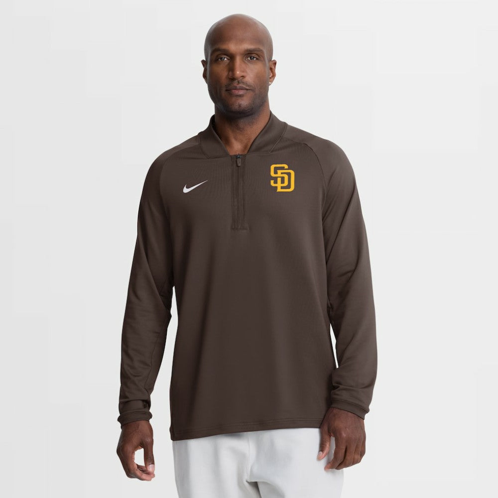 San Diego Padres Authentic Collection Dri-FIT Raglan Half-Zip Pullover Brown | Nike