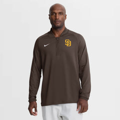 San Diego Padres Authentic Collection Dri-FIT Raglan Half-Zip Pullover Brown | Nike