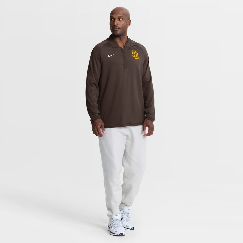San Diego Padres Authentic Collection Dri-FIT Raglan Half-Zip Pullover Brown | Nike