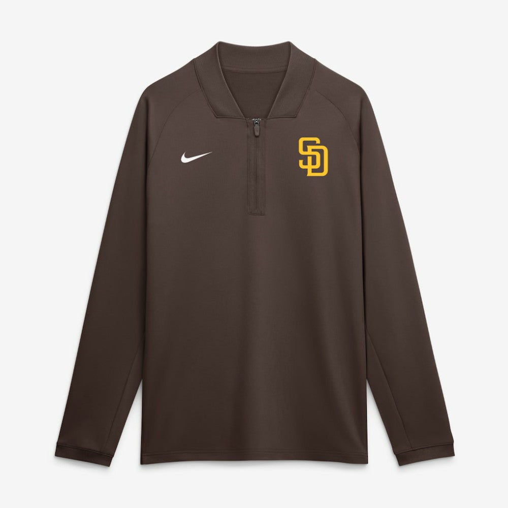 San Diego Padres Authentic Collection Dri-FIT Raglan Half-Zip Pullover Brown | Nike