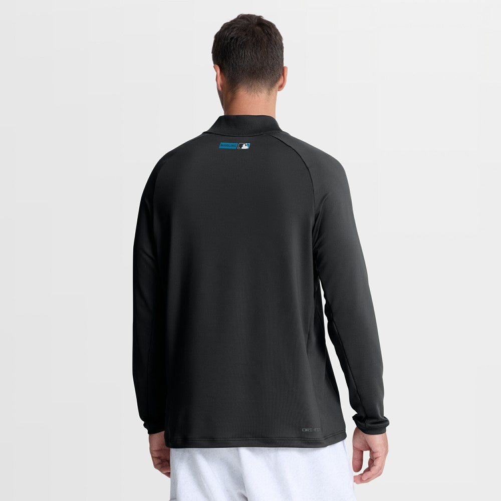 Miami Marlins Authentic Collection Dri-FIT Raglan Half-Zip Pullover Black | Nike