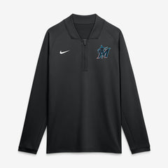 Miami Marlins Authentic Collection Dri-FIT Raglan Half-Zip Pullover Black | Nike
