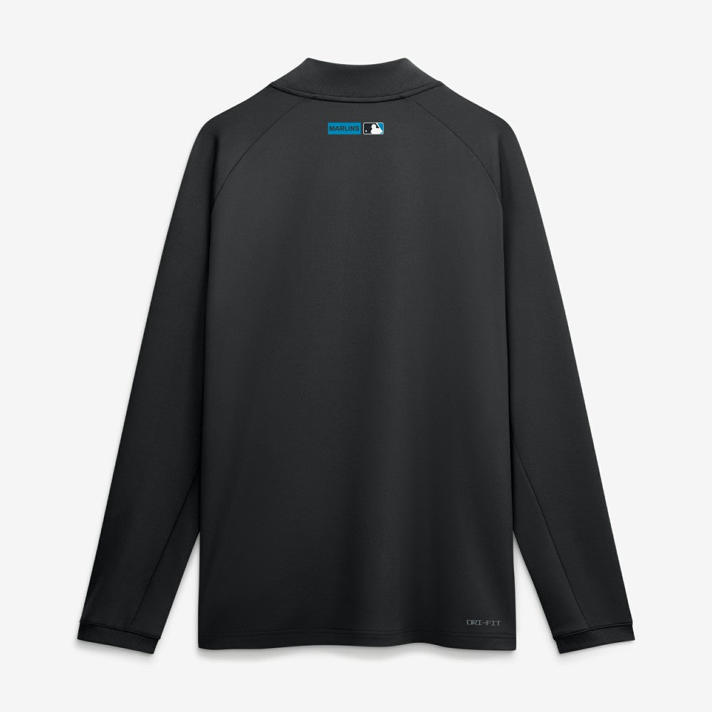 Miami Marlins Authentic Collection Dri-FIT Raglan Half-Zip Pullover Black | Nike