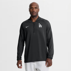 Los Angeles Dodgers Authentic Collection Dri-FIT Raglan Half-Zip Pullover Black | Nike
