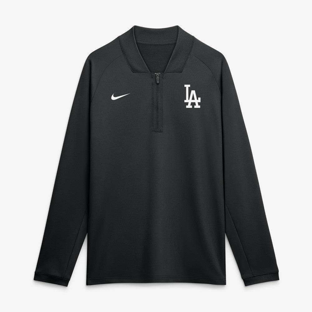 Los Angeles Dodgers Authentic Collection Dri-FIT Raglan Half-Zip Pullover Black | Nike