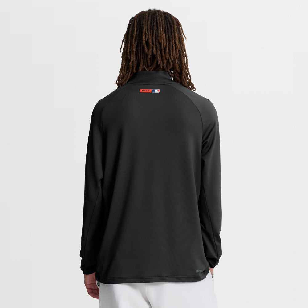 New York Mets Authentic Collection Dri-FIT Raglan Half-Zip Pullover Black | Nike