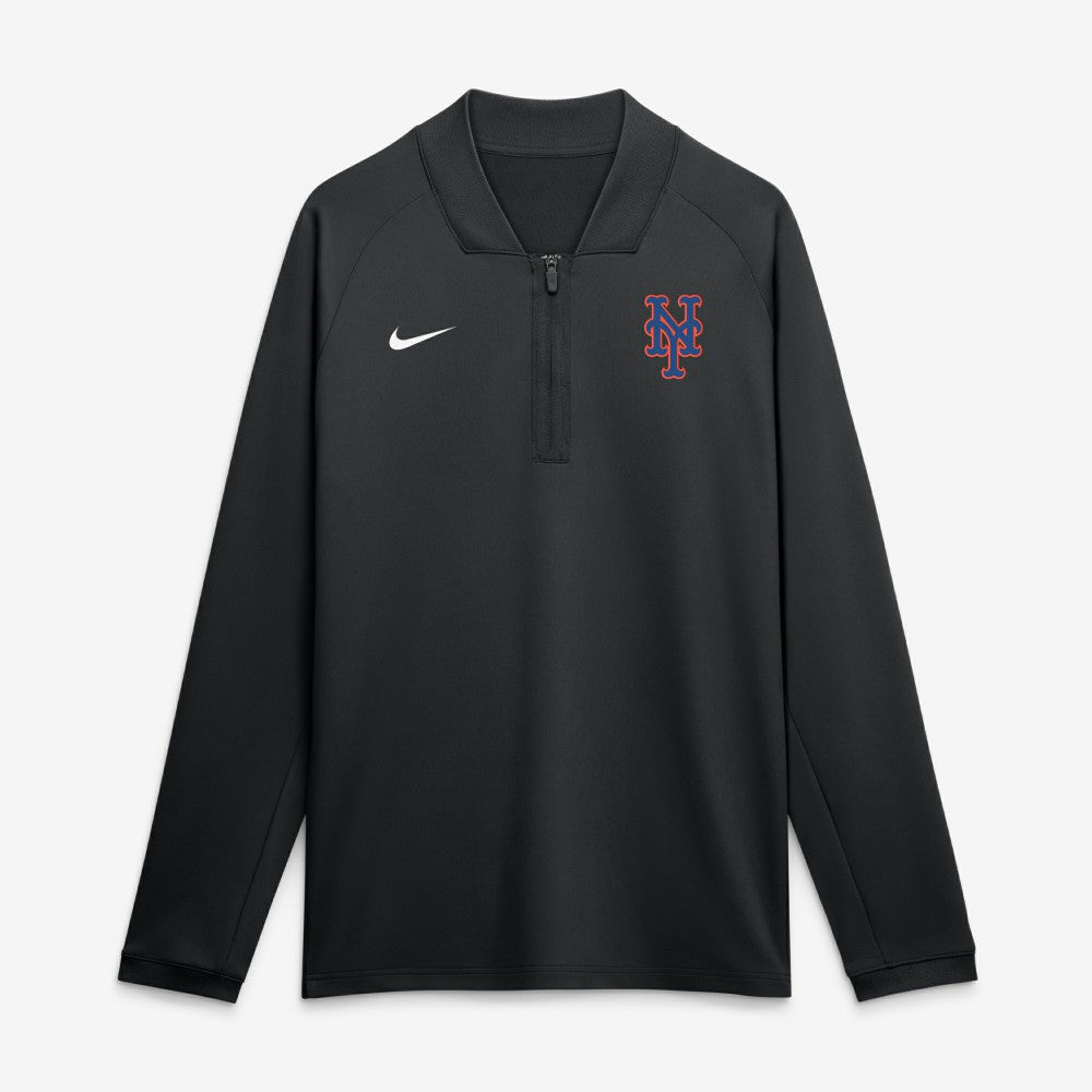 New York Mets Authentic Collection Dri-FIT Raglan Half-Zip Pullover Black | Nike