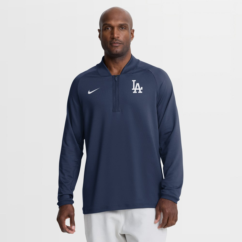 Los Angeles Dodgers Authentic Collection Dri-FIT Raglan Half-Zip Pullover Navy | Nike
