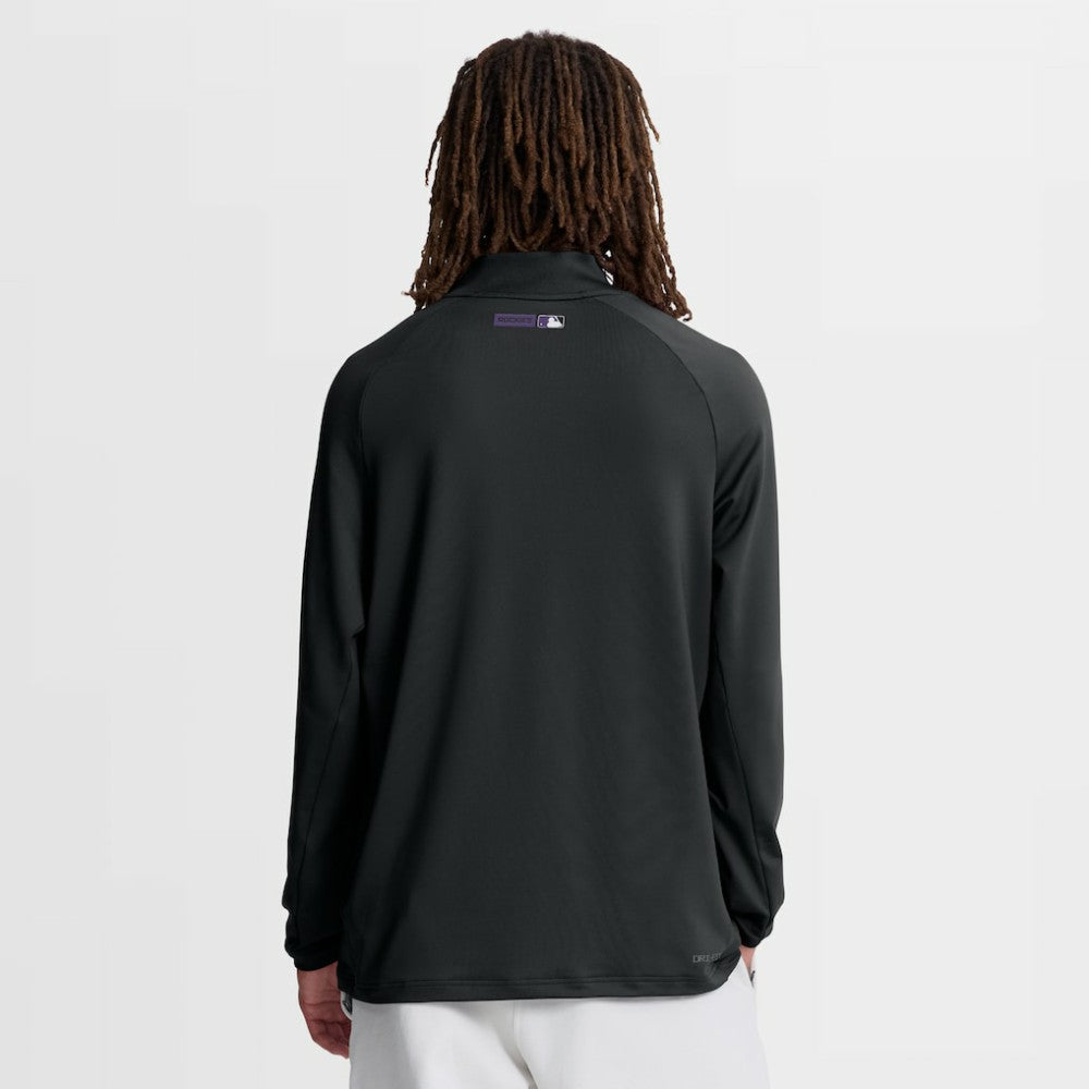 Colorado Rockies Authentic Collection Dri-FIT Raglan Half-Zip Pullover Black | Nike