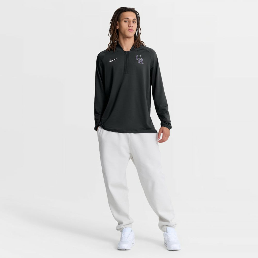 Colorado Rockies Authentic Collection Dri-FIT Raglan Half-Zip Pullover Black | Nike