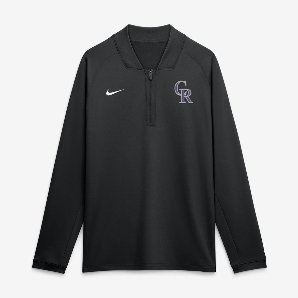 Colorado Rockies Authentic Collection Dri-FIT Raglan Half-Zip Pullover Black | Nike