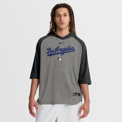 Los Angeles Dodgers Authentic Collection Flux Dri-FIT Raglan 3/4-Sleeve Hooded T-Shirt Gray | Nike