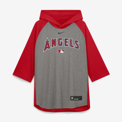 Los Angeles Angels Authentic Collection Flux Dri-FIT Raglan 3/4-Sleeve Hooded T-Shirt Gray | Nike