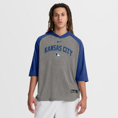 Kansas City Royals Authentic Collection Flux Dri-FIT Raglan 3/4-Sleeve Hooded T-Shirt Gray | Nike
