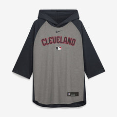 Cleveland Guardians Authentic Collection Flux Dri-FIT Raglan 3/4-Sleeve Hooded T-Shirt Gray | Nike