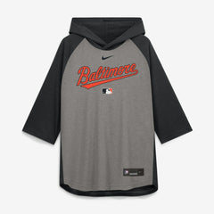 Baltimore Orioles Authentic Collection Flux Dri-FIT Raglan 3/4-Sleeve Hooded T-Shirt Gray | Nike