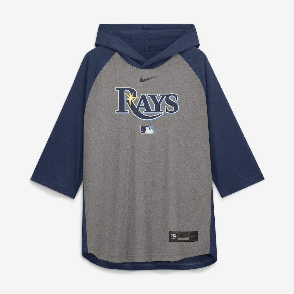 Tampa Bay Rays Authentic Collection Flux Dri-FIT Raglan 3/4-Sleeve Hooded T-Shirt Gray | Nike