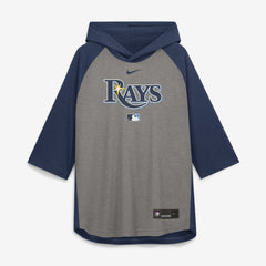 Tampa Bay Rays Authentic Collection Flux Dri-FIT Raglan 3/4-Sleeve Hooded T-Shirt Gray | Nike