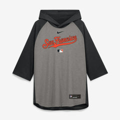San Francisco Giants Authentic Collection Flux Dri-FIT Raglan 3/4-Sleeve Hooded T-Shirt Gray | Nike