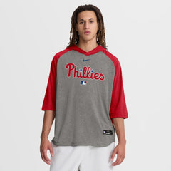 Philadelphia Phillies Authentic Collection Flux Dri-FIT Raglan 3/4-Sleeve Hooded T-Shirt Gray | Nike